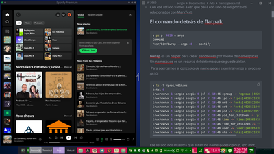 MarkText y Spotify (aplicaciones instaladas con flatpak)